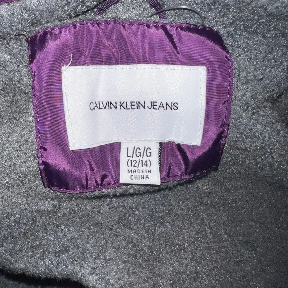 CALVIN KLEIN GIRLS PARKA WITH FUR HOOD SIZE L (14-16) MINT